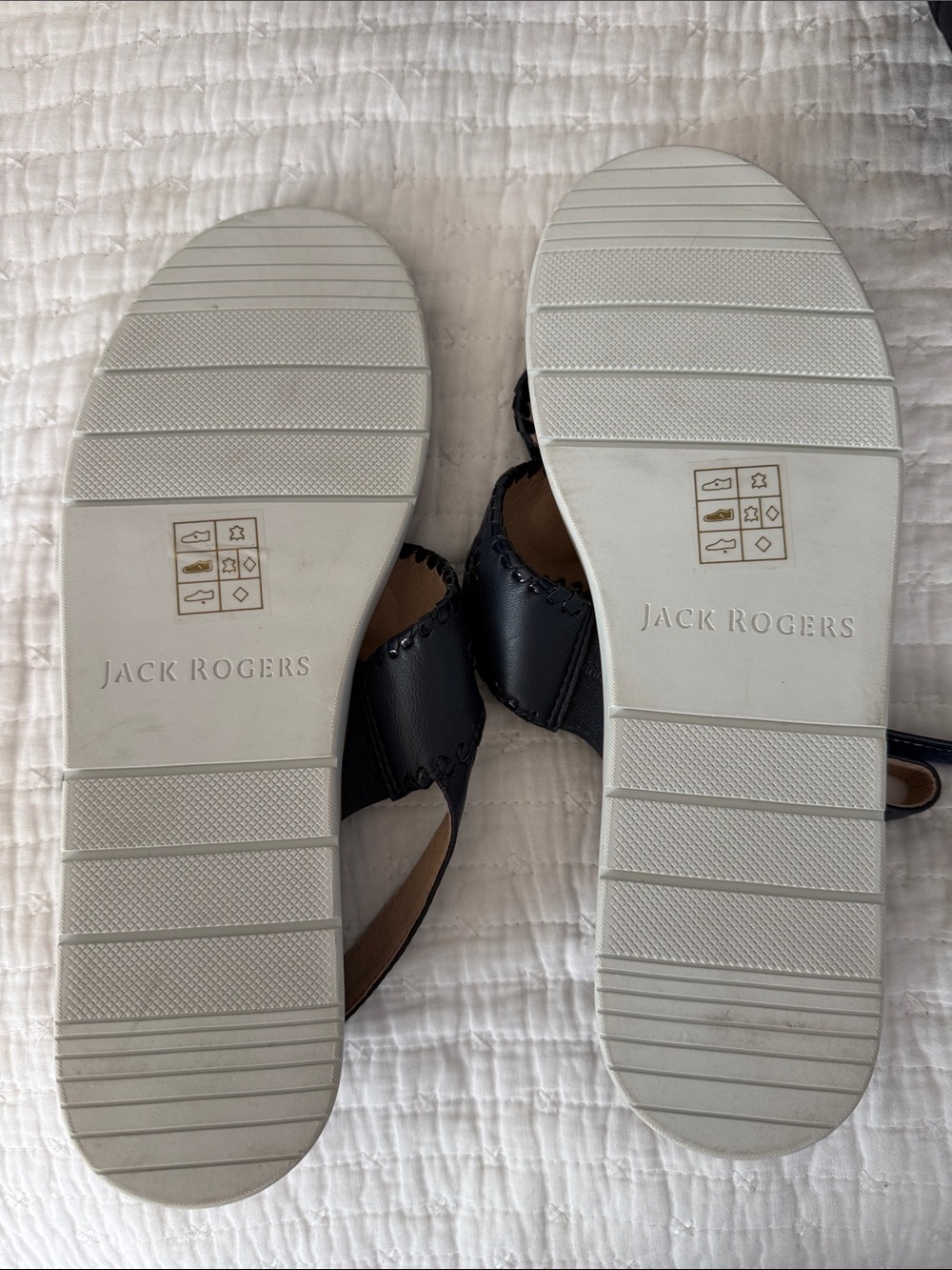 Jack Rogers Black Leather Whipstitch Slingback Sandals - Picture 3 of 4